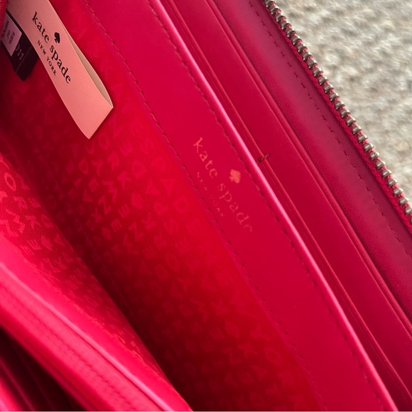 Kate Spade Poppy Pink and White Tasselled Leather Clutch - Picture 7 of 13